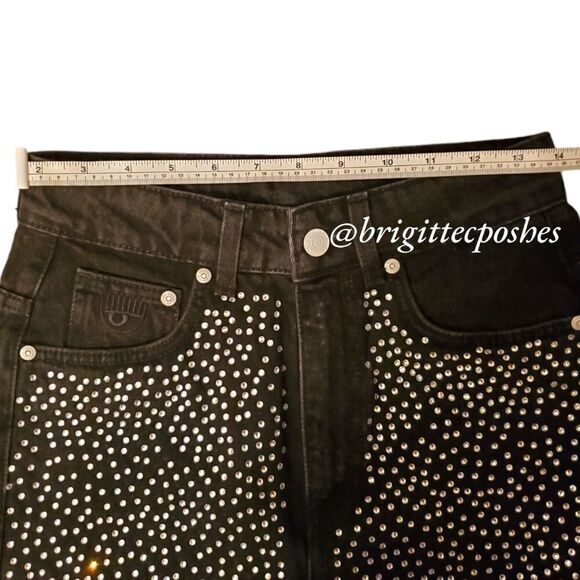 CHIARA FERRAGNI Long Short Crystal Black Denim - Picture 6 of 9